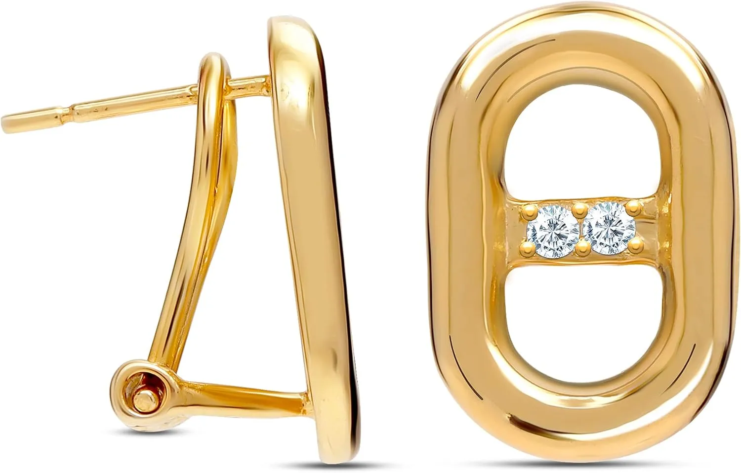 LeCalla 925 Sterling Silver Omega Back Earrings for Women | Pierced Stud Earrings Gift for Her, Wife or Girlfriend | Classic Omega Back Stud Earrings Jewelry for Daily Wear or Special Occasions