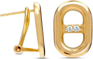 LeCalla 925 Sterling Silver Omega Back Earrings for Women | Pierced Stud Earrings Gift for Her, Wife or Girlfriend | Classic Omega Back Stud Earrings Jewelry for Daily Wear or Special Occasions