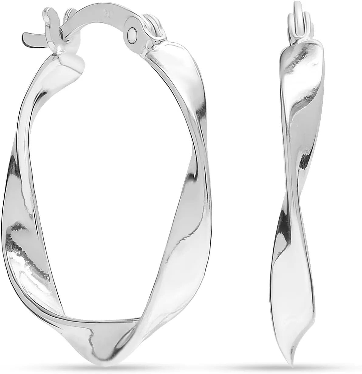 LeCalla 925 Sterling Silver Twisted Hoop Earrings for Women | Lightweight Hypoallergenic Handmade Classic Twist Click-Top Hoop Earrings