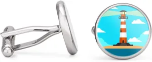 Lighthouse Cufflinks Nautical Cuff Links (Contoured Edition)