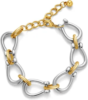 LILIE&WHITE Gold Bracelet For Women Gold And Silver Bracelet Two Tone Bracelet Adjustable Link Bracelet Trendy Chain Bracelets Fashion Gold Bracelet Jewelry