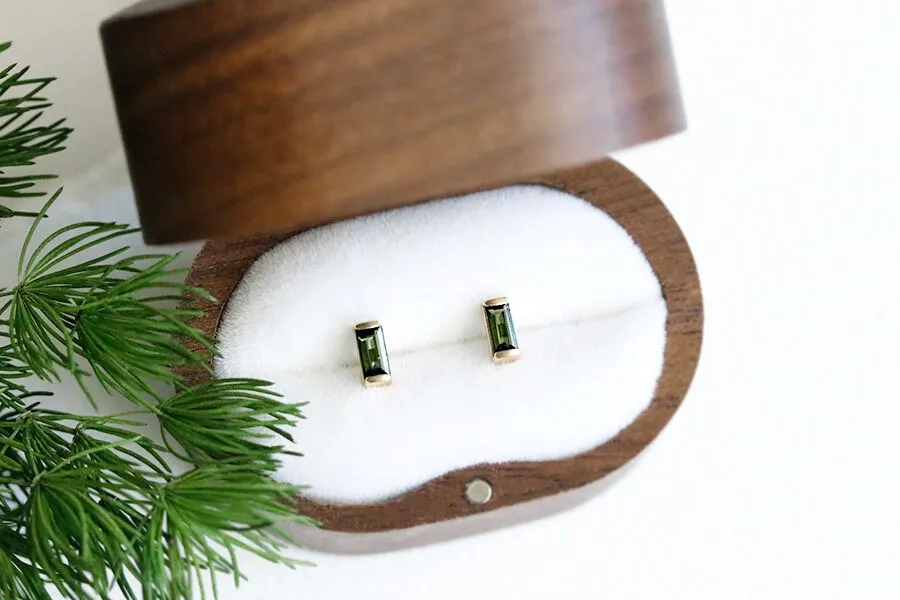 Linea Green Tourmaline Studs