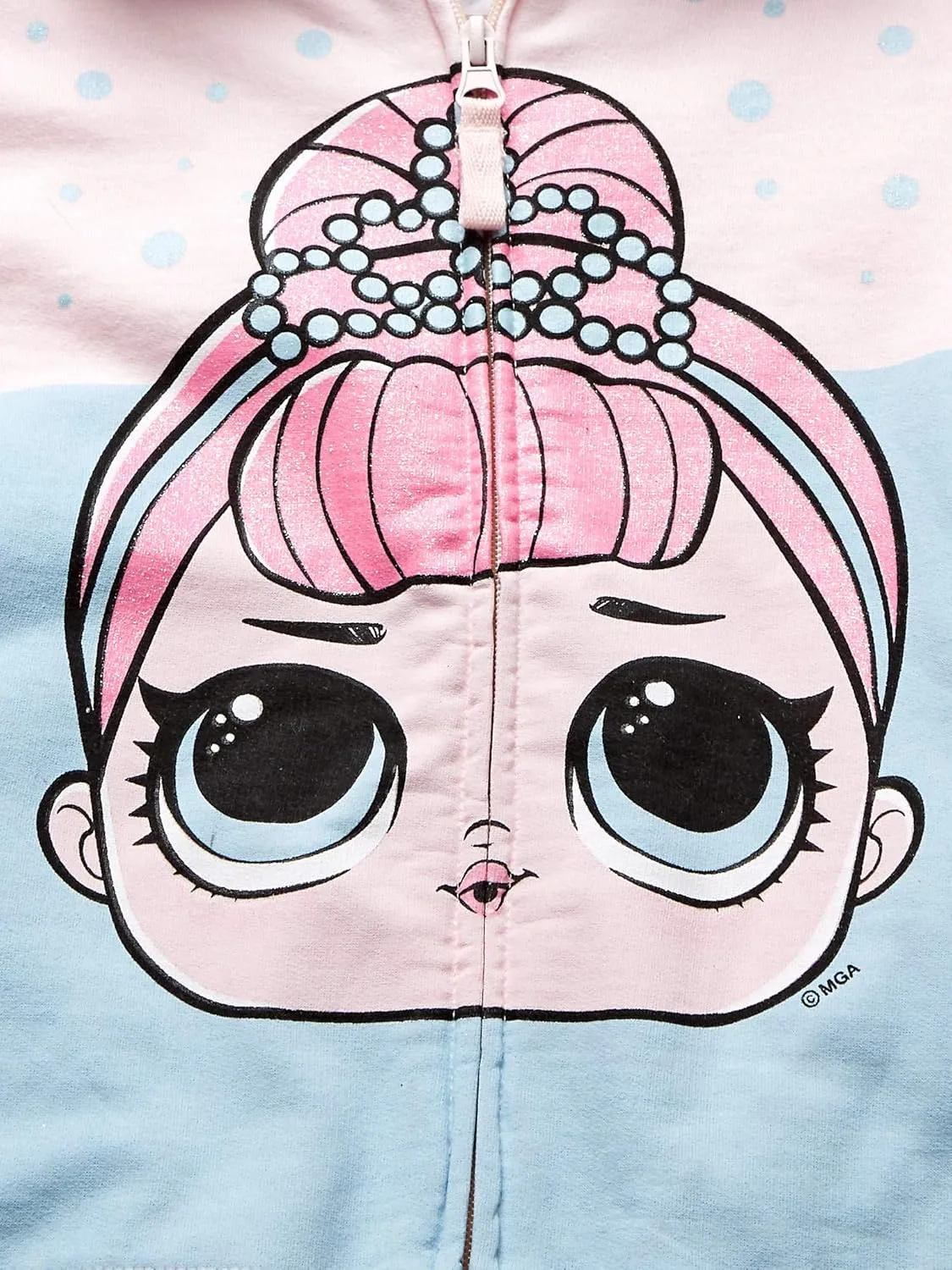 L.O.L. Surprise! Girls' The Glitterati Crystal Queen Big Face Zip-up Hoodie