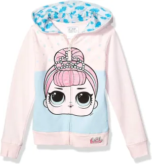 L.O.L. Surprise! Girls' The Glitterati Crystal Queen Big Face Zip-up Hoodie