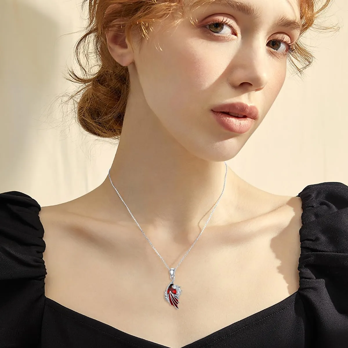 LONAGO Dragon Birthstone Necklace Wyvern Dragon Pendant Necklace Gift for Women
