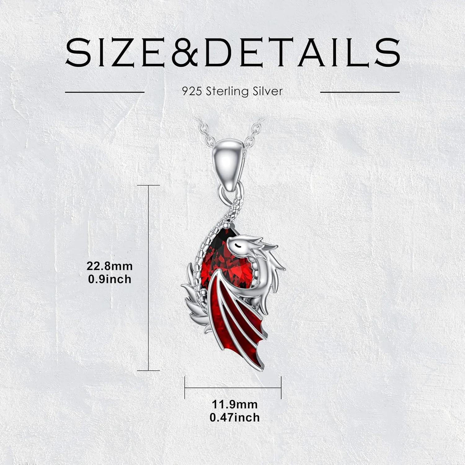 LONAGO Dragon Birthstone Necklace Wyvern Dragon Pendant Necklace Gift for Women