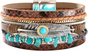 Long tiantian Western Bracelets for Women Boho Leather Wrap Bracelets Stackable Crystal Beaded Bracelet with Clasp Jewelry Gifts Boho Dresses for Women 2025