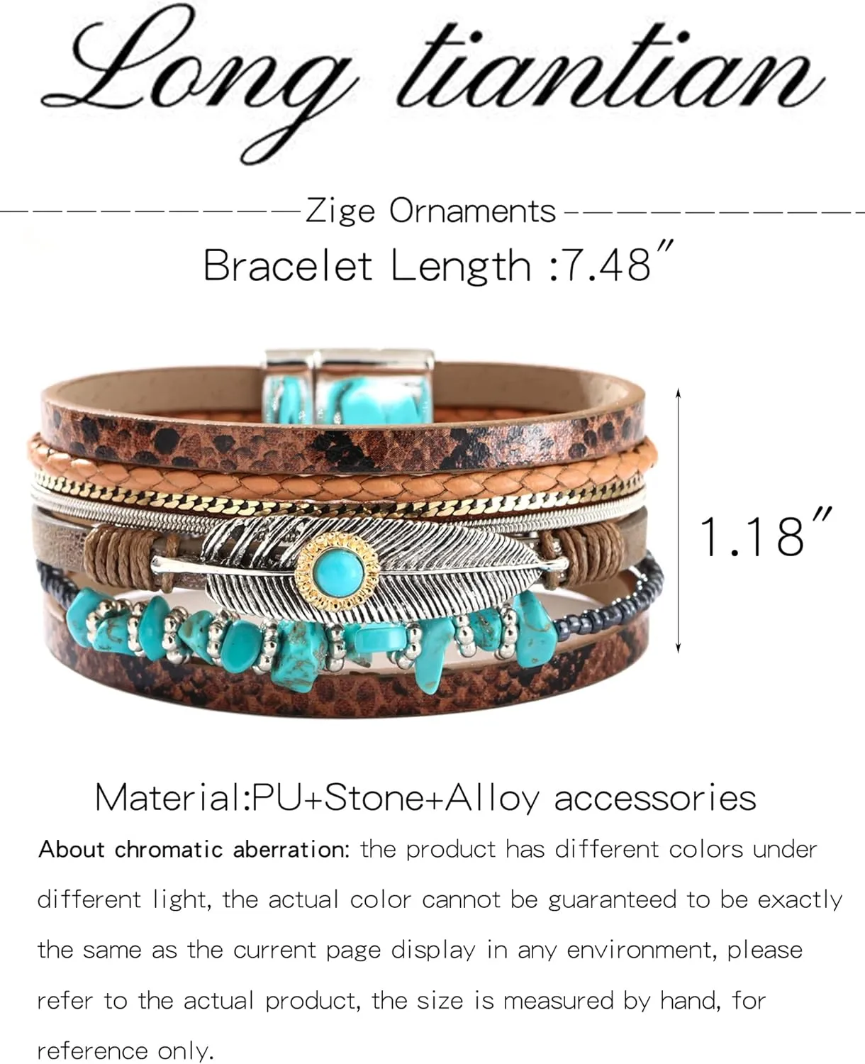 Long tiantian Western Bracelets for Women Boho Leather Wrap Bracelets Stackable Crystal Beaded Bracelet with Clasp Jewelry Gifts Boho Dresses for Women 2025