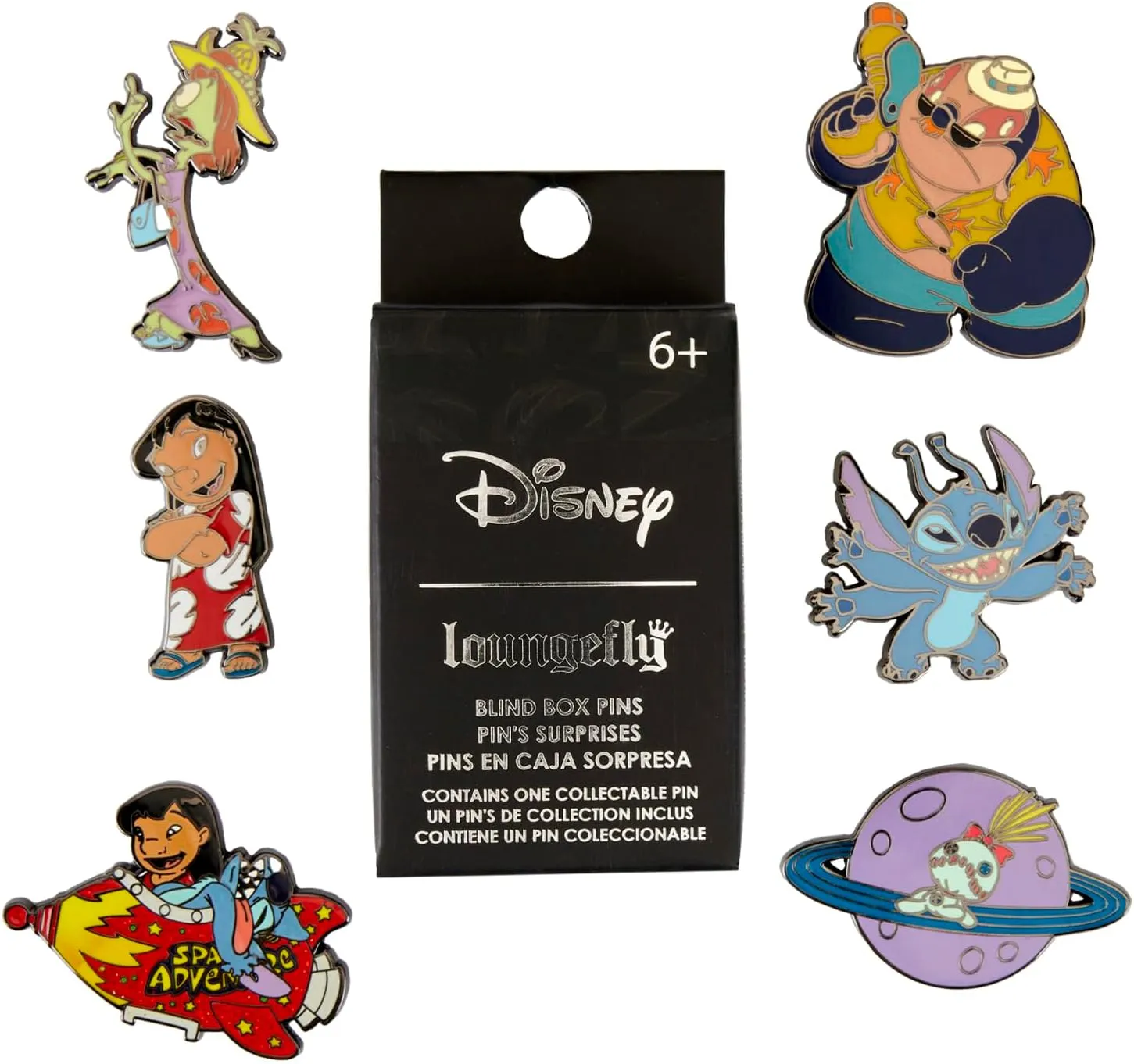 Loungefly Disney Lilo & Stich - Space Adventures - Blind Enamel Pin Purchase - Disney: Lilo & Stitch Enamel Pins - Cute Collectable Novelty Brooch - for Backpacks & Bags - Gift Idea