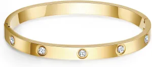 Love Bangle Bracelets for Women Trendy Stainless Steel Cubic Zirconia Hinged Friendship Jewelry, Stocking Stuffers Birthday Wedding Graduation Gifts for Women, Gold, Silver