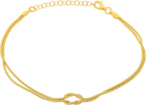 Love Knot Bracelet for Women, Gold-Plated Sterling Silver Adjustable Snake Chain, Matching Bracelets for Couples, Friendship and Relationship Jewelry Gifts