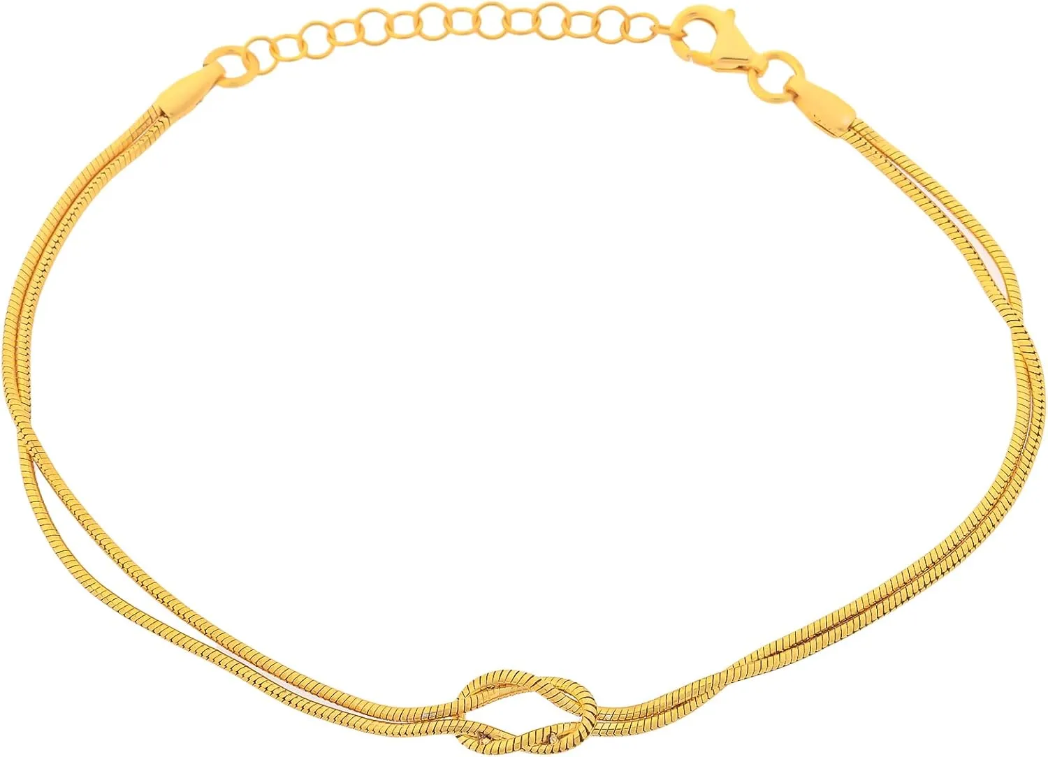 Love Knot Bracelet for Women, Gold-Plated Sterling Silver Adjustable Snake Chain, Matching Bracelets for Couples, Friendship and Relationship Jewelry Gifts