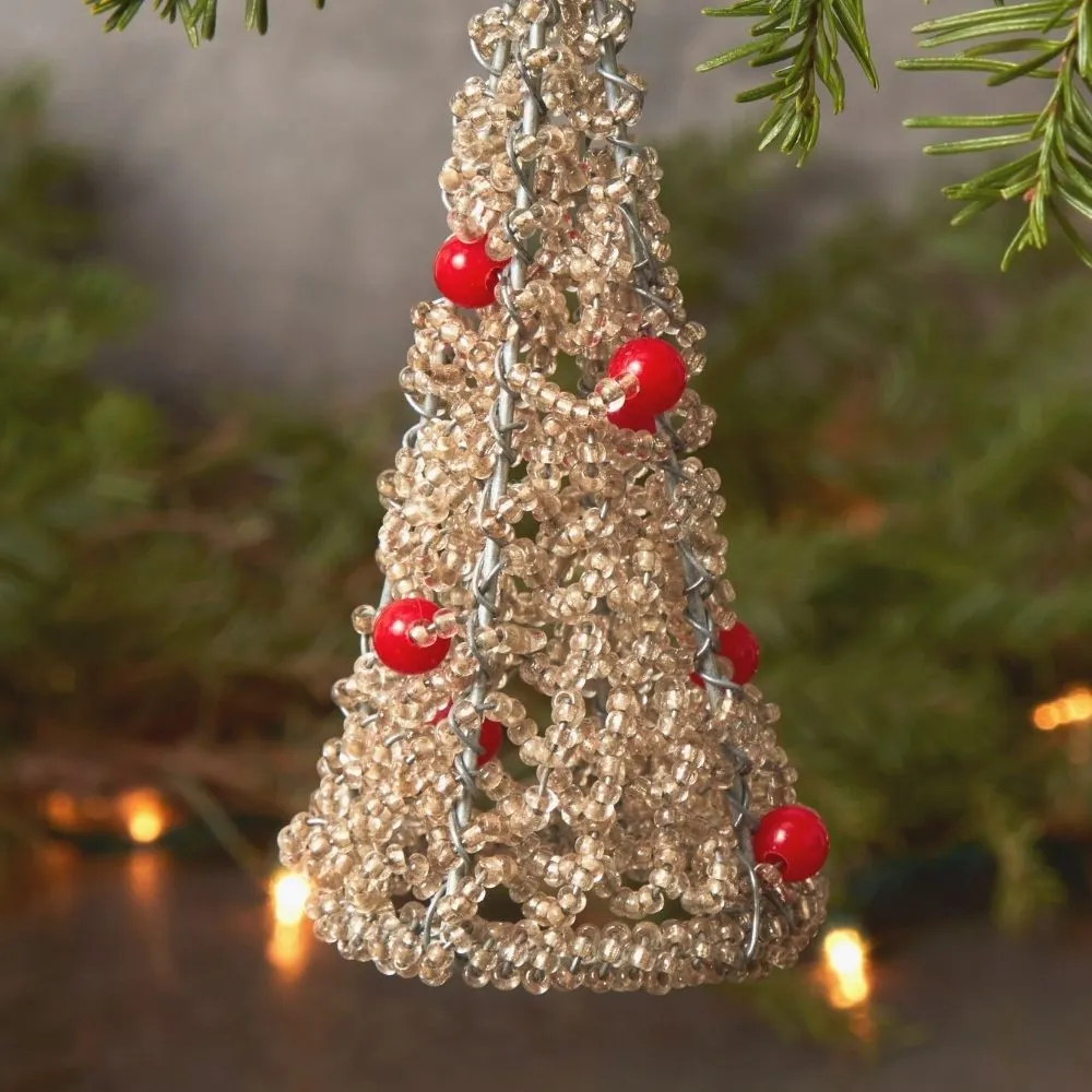 Maasai Beads White Decorative Tree Christmas Ornament