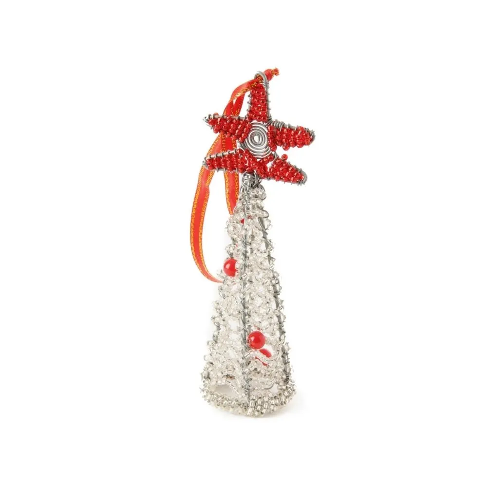 Maasai Beads White Decorative Tree Christmas Ornament
