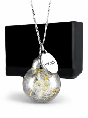 MadamLili | Dandelion Wish Necklace  925 Sterling Silver | Real Dandelion Seeds from Germany in Borosilicate Glass | Nature-Inspired Terrarium Jewelry | Lucky Charm for Dreams & Wishes