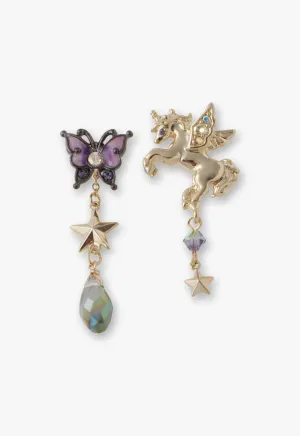 Magical Butterfly Unicorn Earrings-Gold