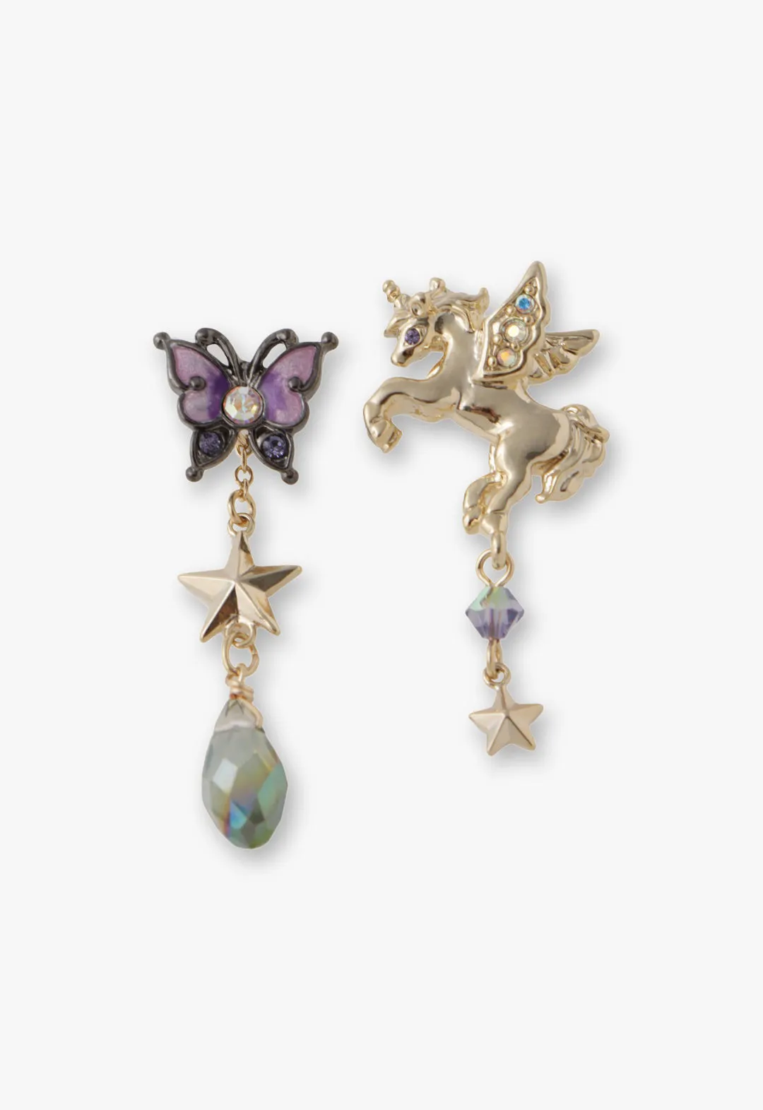 Magical Butterfly Unicorn Earrings-Gold