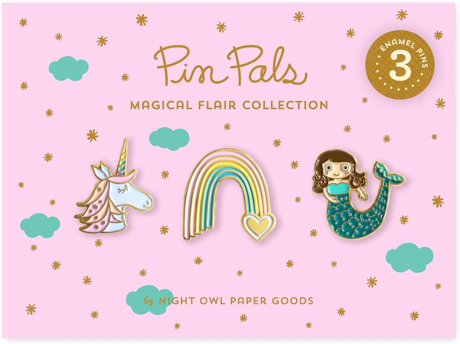 Magical Flair Enamel Pin Gift Set of 3  Unicorn, Rainbow & Mermaid Enamel Lapel Pins  Cute Fantasy Pins for Jacket, Backpack, Hat, Lanyard  Great Gift for Kids, Dreamers, Teachers  USA Small Business