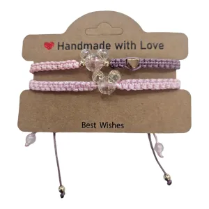 Magical Handmade braided bracelet Sprinkle of Mouse Clear Mouse charm, Friendship and love, Sister, Mom, Gift, Birthday
