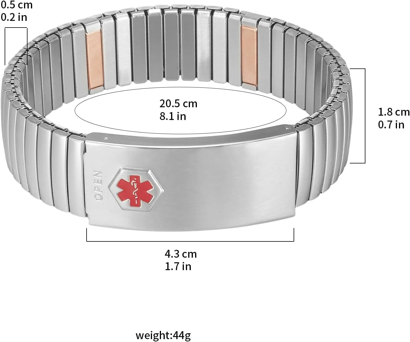 MagVIVACE Men's Medical ID Alert Bracelet, Stainless Steel Medic Jewelry