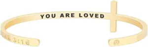 MantraBand Bracelet - Cross Religious Inspiration Bible Phrase - Inspirational Engraved Adjustable Mantra Band Cuff Bracelet - Gold - Gifts for Women