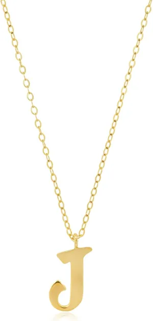 MAX   STONE 10k Solid White or Yellow Gold Dainty Script Initial Extendable Necklace, 16 2 inches