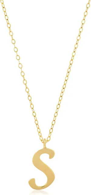 MAX   STONE 10k Solid White or Yellow Gold Dainty Script Initial Extendable Necklace, 16 2 inches