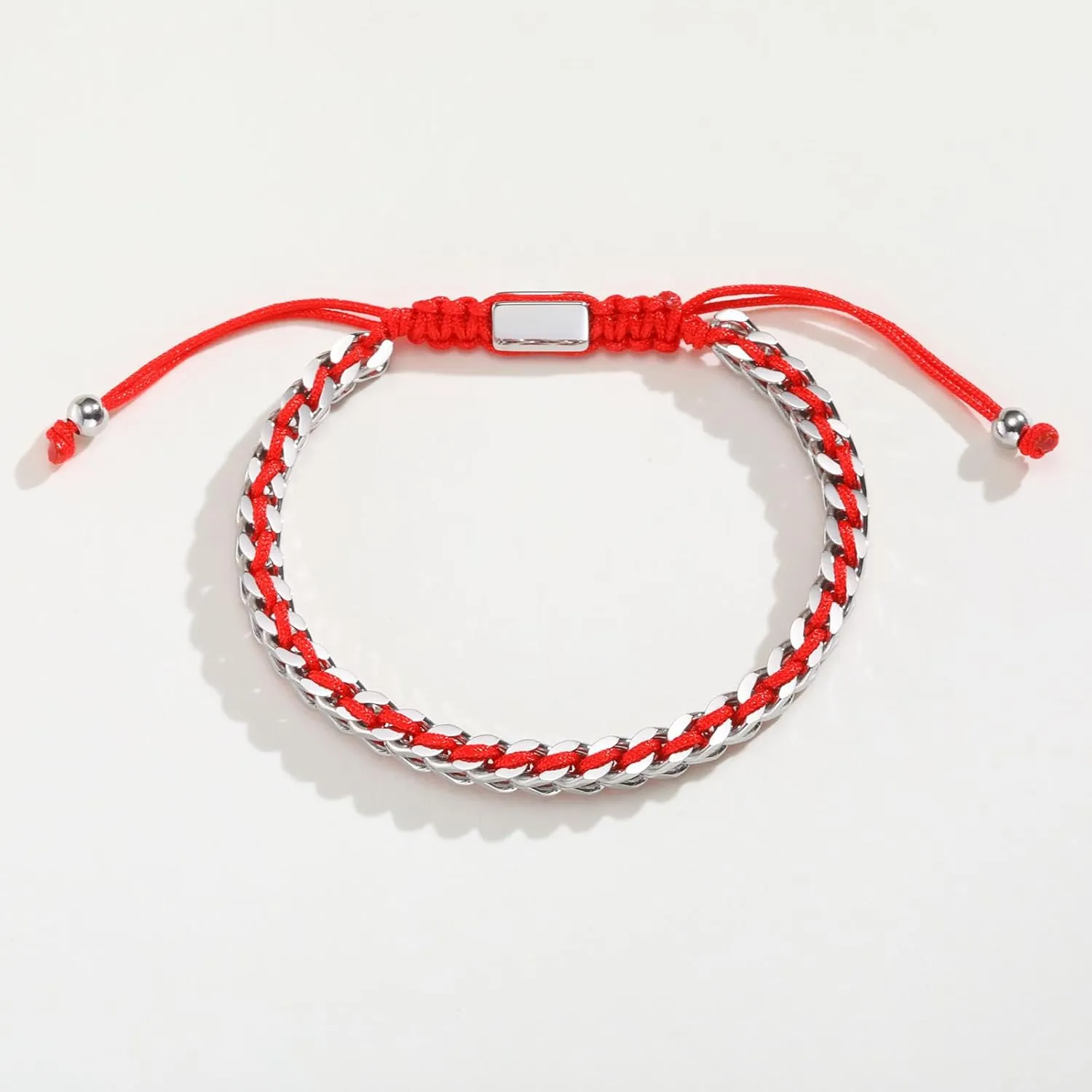 MEALGUET Rope & Chain Braided Link Bracelet for Men : Handmade Trendy Men's Stainless Steel Metal Non Tarnish Waterproof Cuban Chain Bracelet Fashion Jewelry Gift for Dad Son Boyfriend, Adjustable
