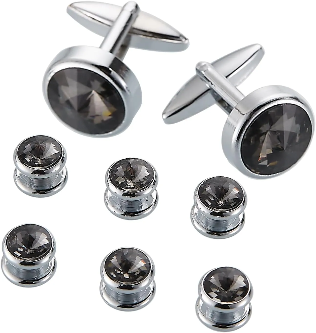 Men's Cufflinks and Studs Sets,Tuxedo Shirt Cufflinks and Studs Set formen. for Business Dinners, Parties, Anniversaries, Weddings, Birthday Gifts, Black gift boxes