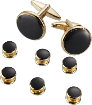 Men's Cufflinks and Studs Sets,Tuxedo Shirt Cufflinks and Studs Set formen. for Business Dinners, Parties, Anniversaries, Weddings, Birthday Gifts, Black gift boxes