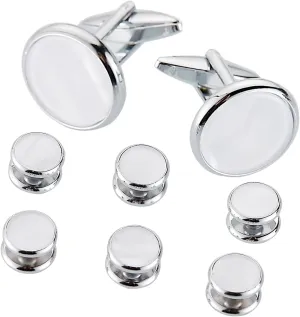 Men's Cufflinks and Studs Sets,Tuxedo Shirt Cufflinks and Studs Set formen. for Business Dinners, Parties, Anniversaries, Weddings, Birthday Gifts, Black gift boxes