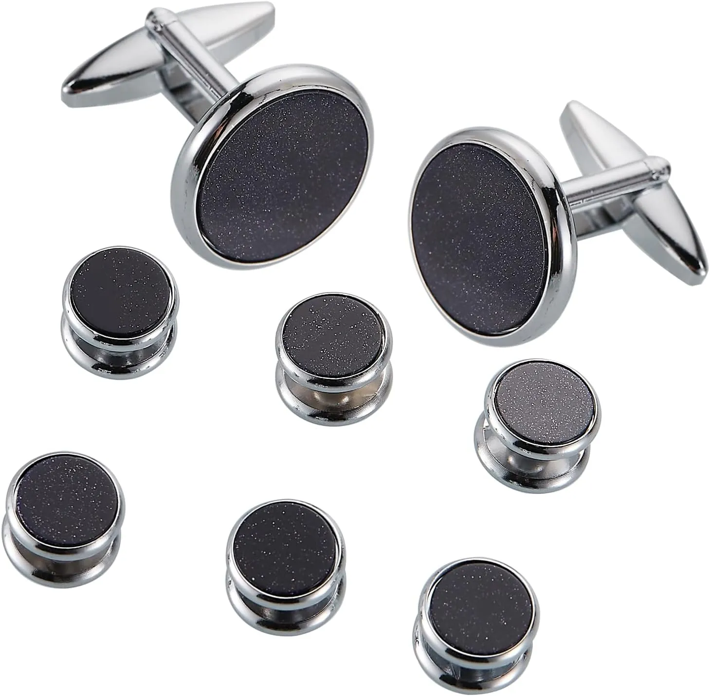 Men's Cufflinks and Studs Sets,Tuxedo Shirt Cufflinks and Studs Set formen. for Business Dinners, Parties, Anniversaries, Weddings, Birthday Gifts, Black gift boxes