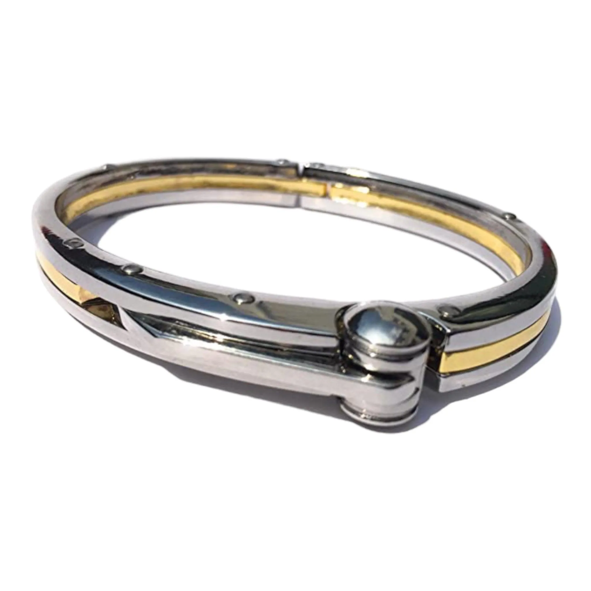 Men's Sleek Two-Tone Handcuff Bracelet