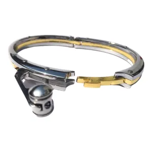 Men's Sleek Two-Tone Handcuff Bracelet
