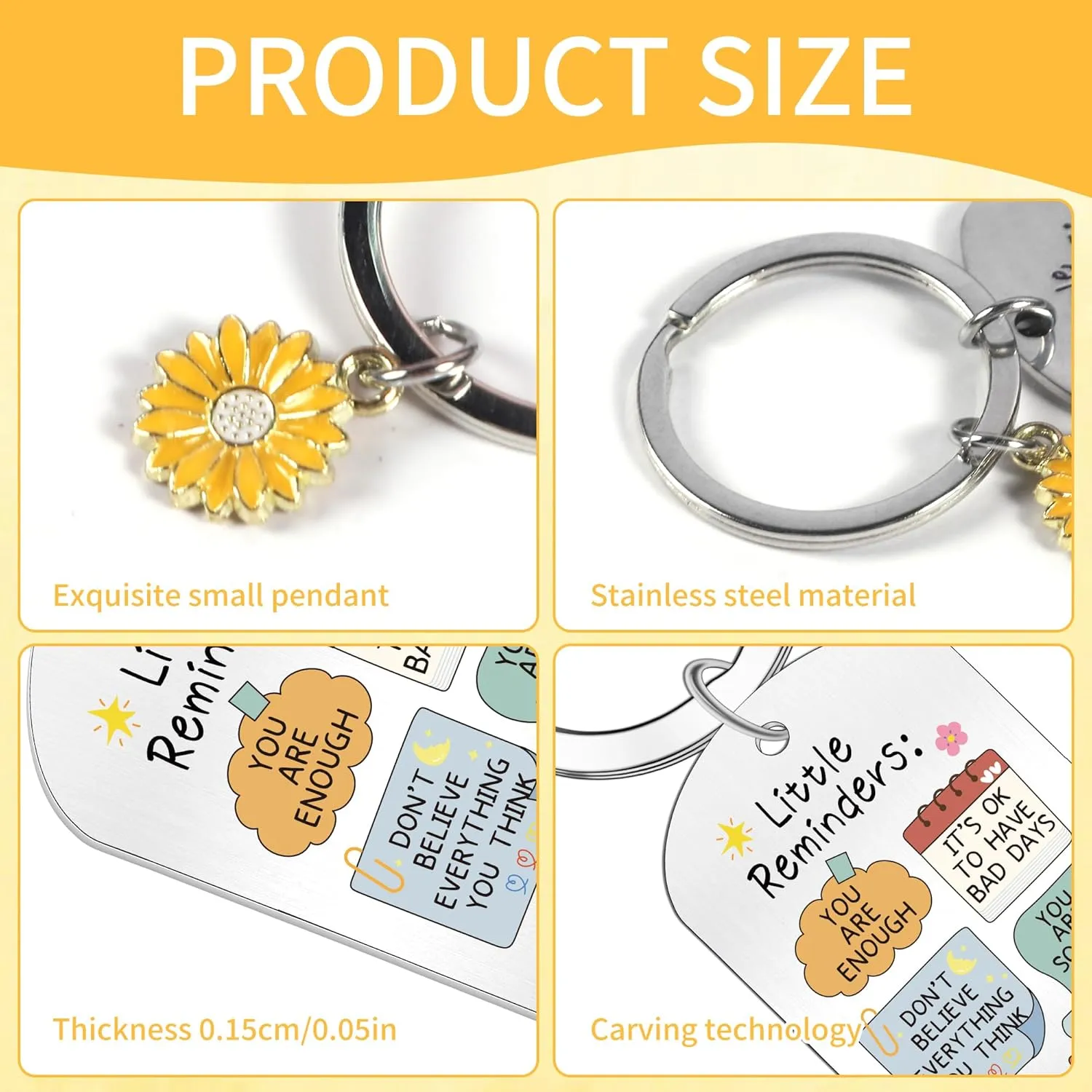 Mental Health Key Gifts Set: Little Reminder Key Chain for Women, Inspirational Keyring