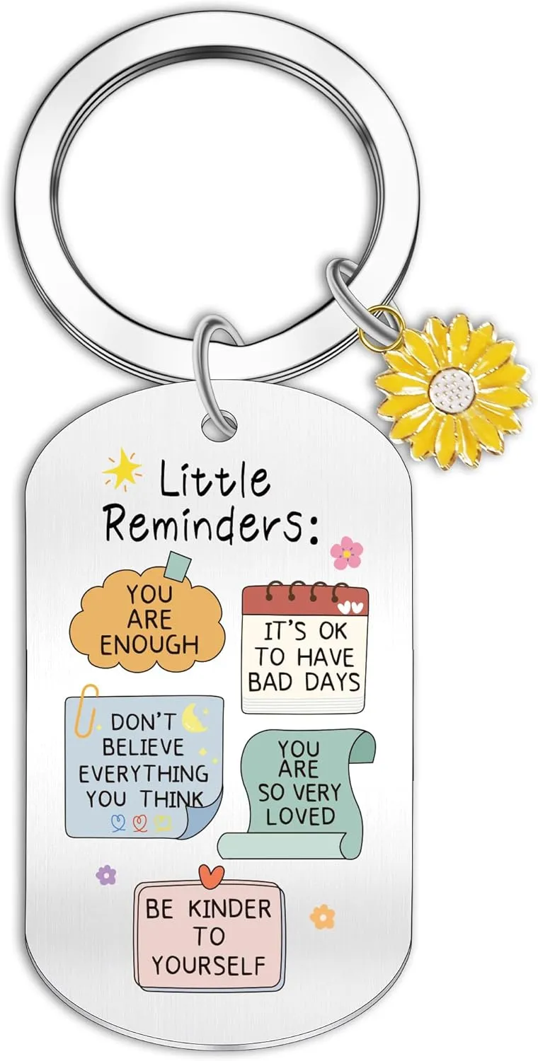 Mental Health Key Gifts Set: Little Reminder Key Chain for Women, Inspirational Keyring