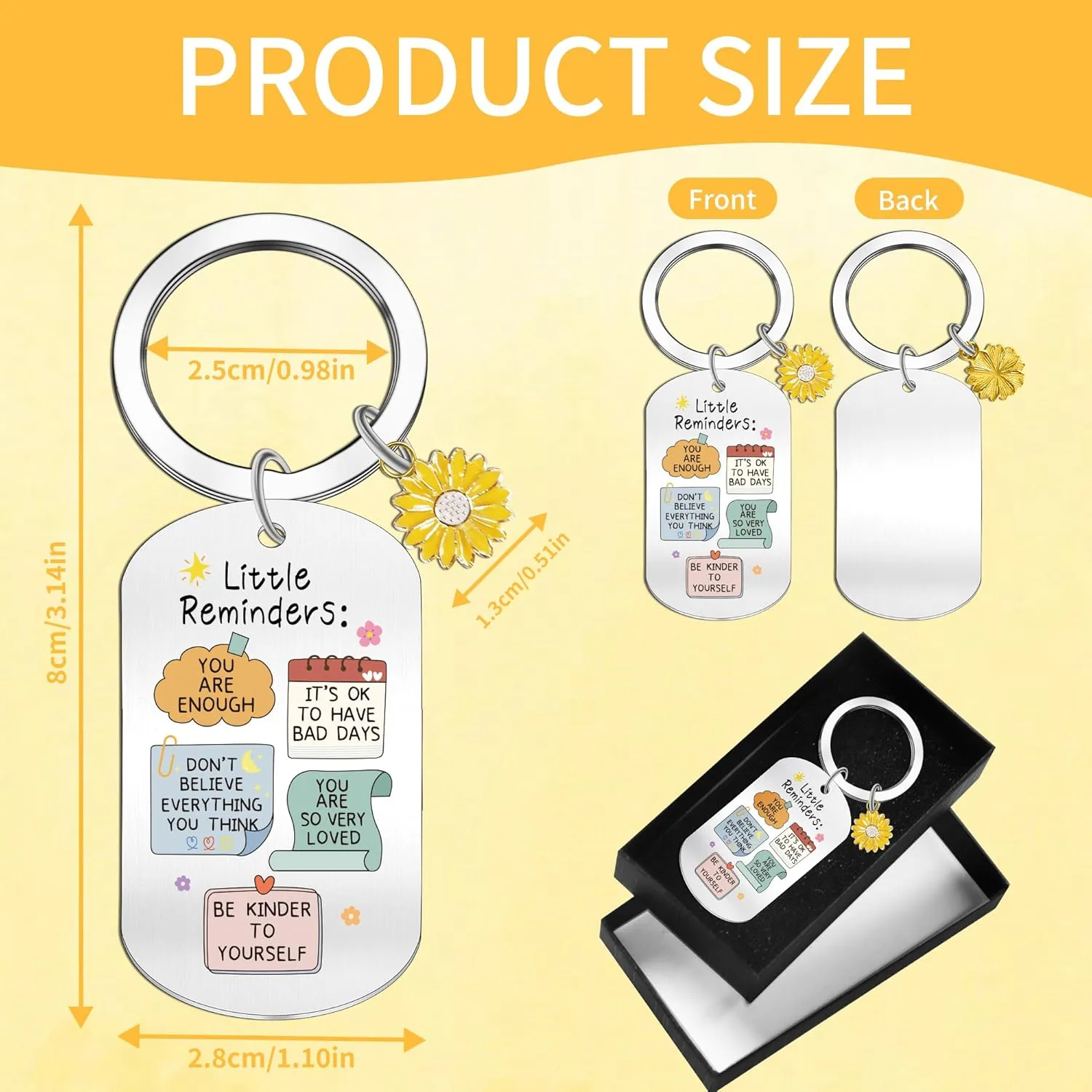Mental Health Key Gifts Set: Little Reminder Key Chain for Women, Inspirational Keyring