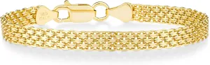 Miabella 18K Gold Over Sterling Silver Italian 6mm Solid Bismark Mesh Link Chain Bracelet for Women, 925 Made in Italy