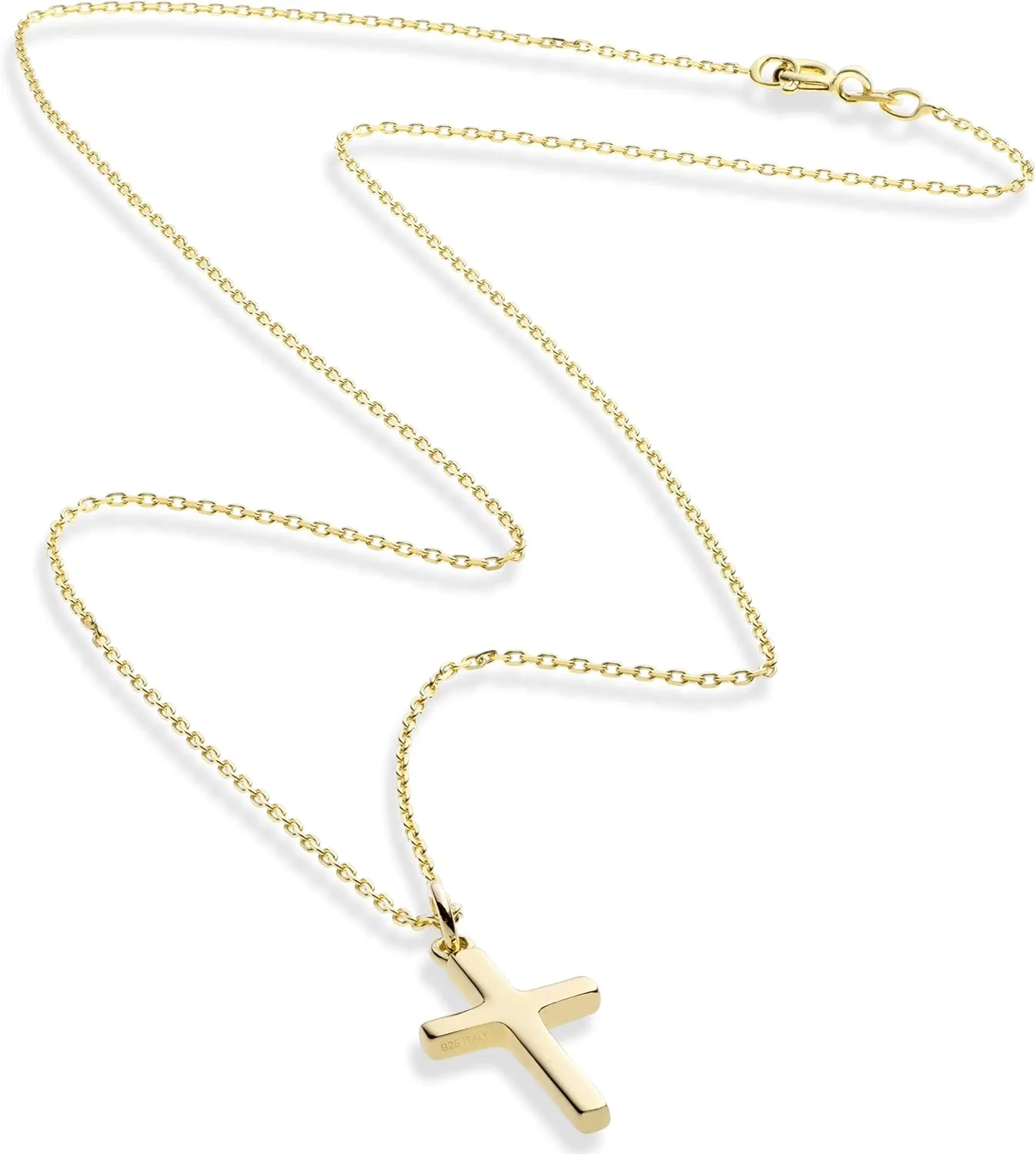 Miabella Italian 925 Sterling Silver or 18K Gold Plated Small Cross Pendant Necklace for Women on 18 Inch Chain, Made in Italy