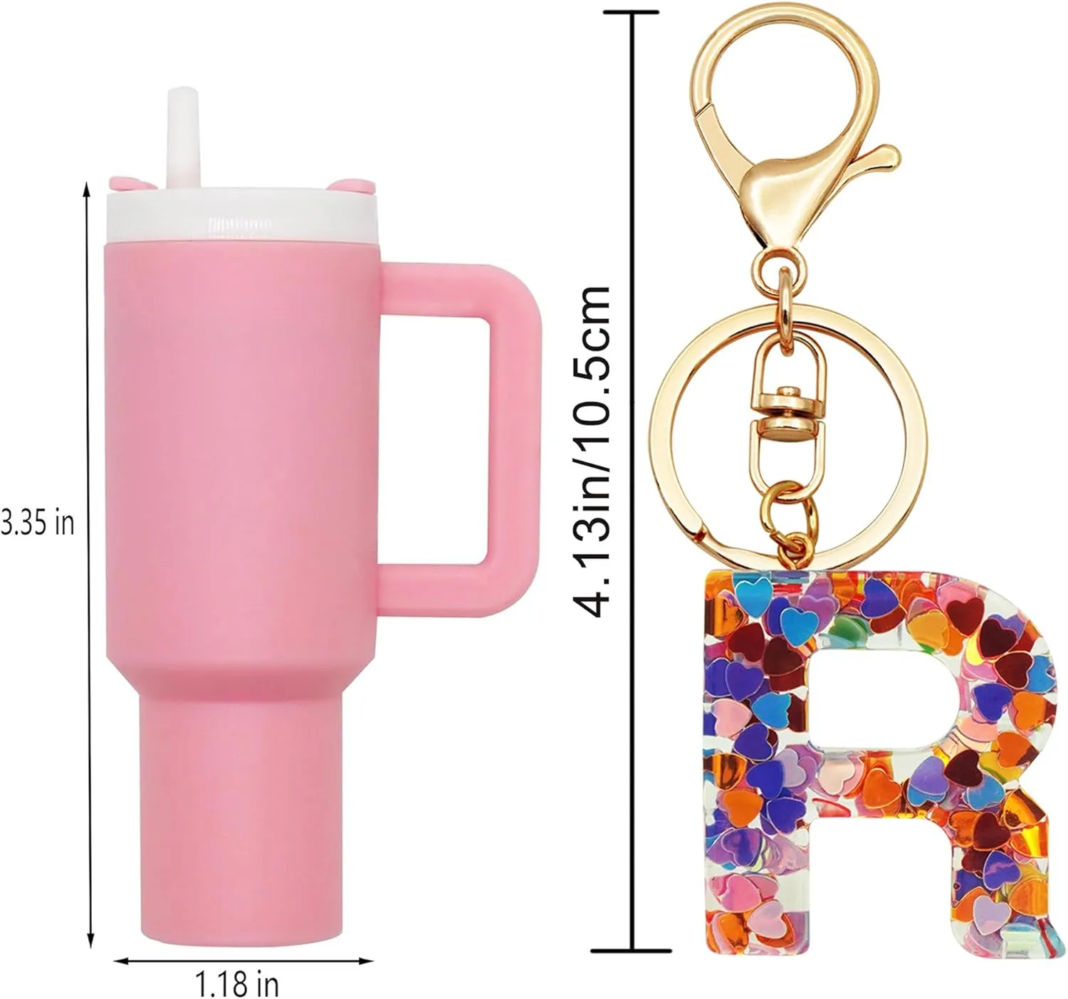 Mini Tumbler Keychain Cute Stanley Cup Charms For Backpack Initial Letter Fashion Tassel Butterfly Pendant Keychain For Women