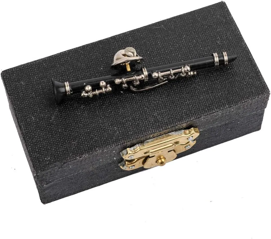 Miniature Musical Instrument Fashion Lapel Pin Mini Musical Instrument Brooch Model with Red Velvet Lined Instrument Case Christmas Birthday Gifts Decoration and Ornament for Men and Women