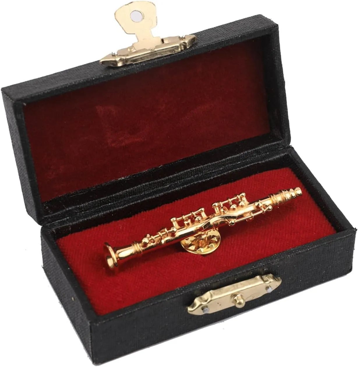 Miniature Musical Instrument Fashion Lapel Pin Mini Musical Instrument Brooch Model with Red Velvet Lined Instrument Case Christmas Birthday Gifts Decoration and Ornament for Men and Women