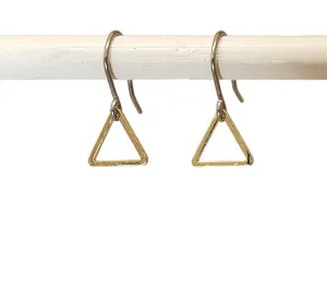 Minimal gold triangle drop earring