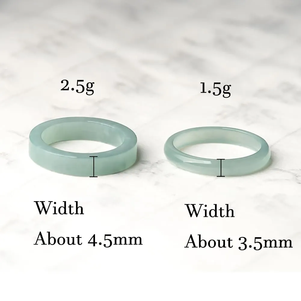 Minimalist 2 Style Couple Natural Emerald Ice Blue Water Jadeite Ring Men's And Women's Jade Band Lucky Jewelry Gift (Round Thin, 20mm)