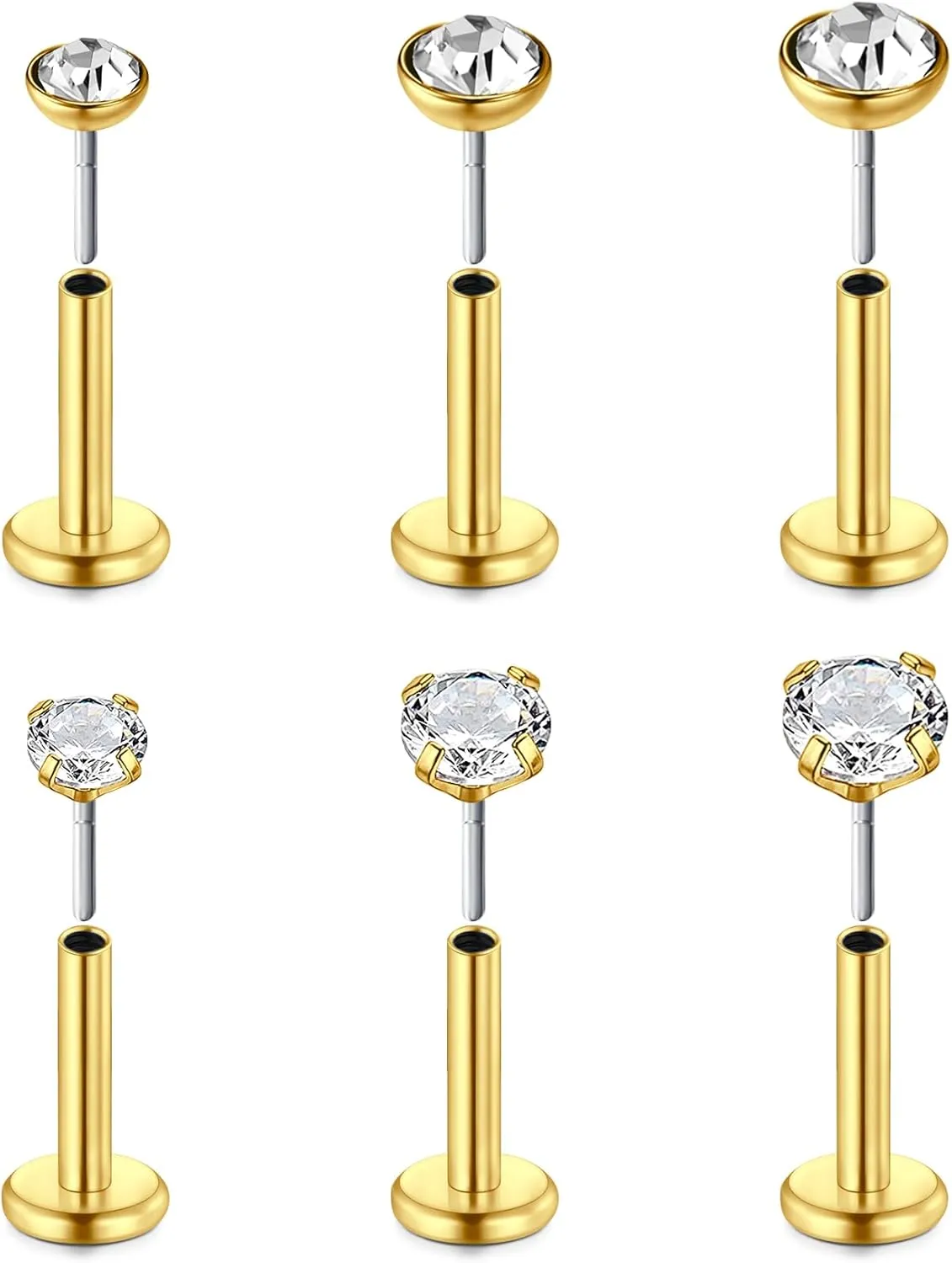 MODRSA Nose Studs 18g & 20g - L-Shaped Surgical Stainless Steel Diamond Studs for Women & Men - Corkscrew Nose Rings