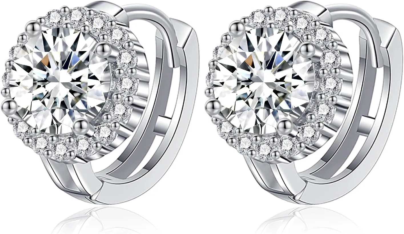 Moissanite Earrings 925 Sterling Silver Earrings 0.3ct/0.5ct/1ct Moissanite Stud Earrings for Women Wedding Birthday Jewelry gifts