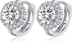 Moissanite Earrings 925 Sterling Silver Earrings 0.3ct/0.5ct/1ct Moissanite Stud Earrings for Women Wedding Birthday Jewelry gifts