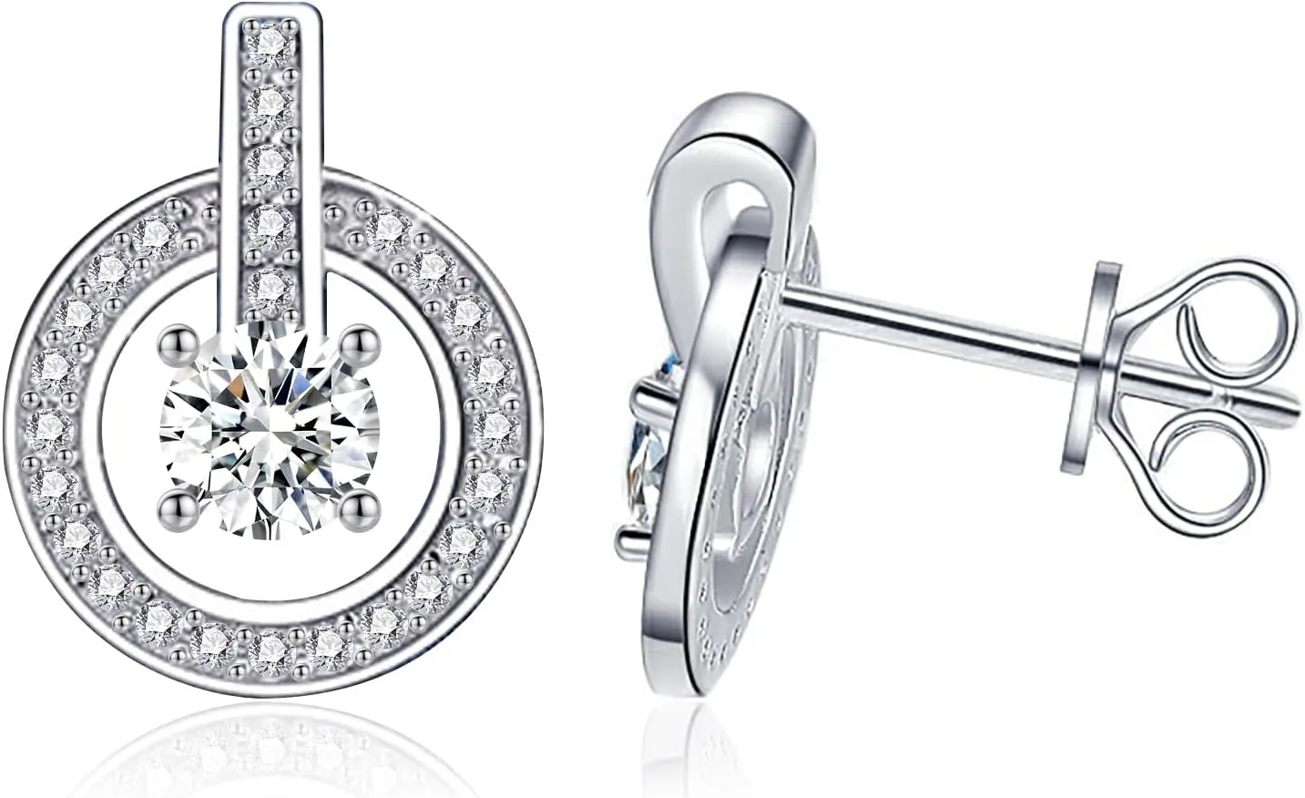 Moissanite Earrings 925 Sterling Silver Earrings 0.3ct/0.5ct/1ct Moissanite Stud Earrings for Women Wedding Birthday Jewelry gifts
