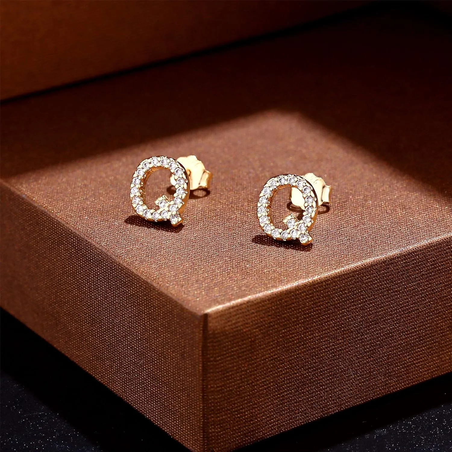 MONOOC Initial Stud Earrings for Girls - S925 Sterling Silver Post Cubic Zirconia Stud Earrings Initial Earrings for Girls Women Hypoallergenic Earrings Birthday Gifts for Girls Kids Jewelry