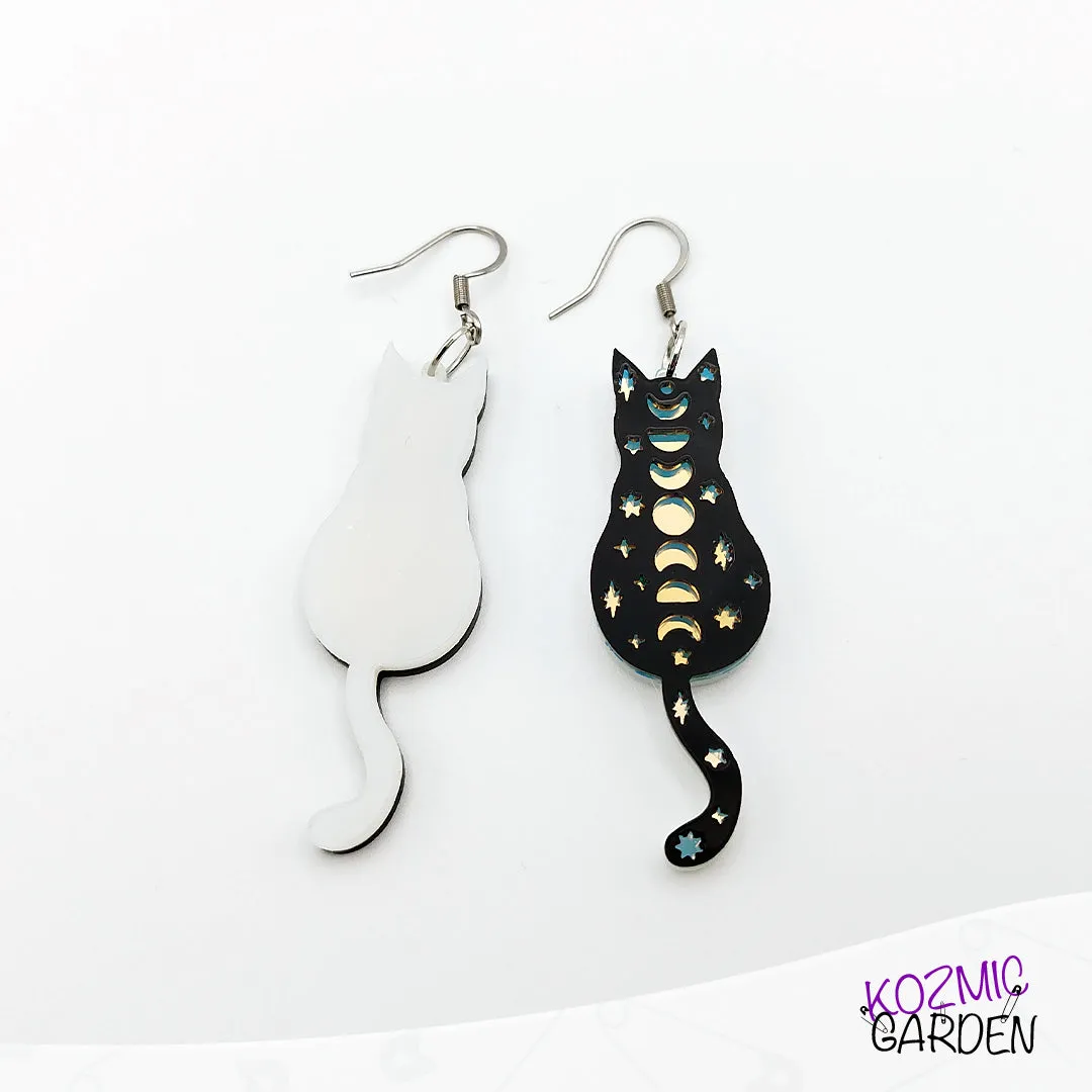 Moonlit Cats Earrings | Whisk away into mystic nights!